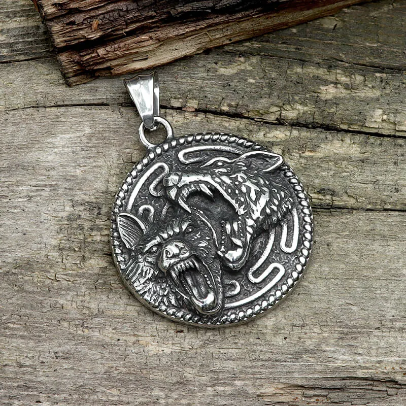 Vintage Nordic Wolf Valknut Stainless Steel Viking Pendant sold by GTHIC product image thumbnail 4