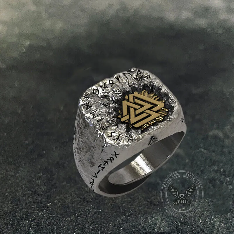 Valknut Runes Sterling Silver Inlaid Brass Viking Ring sold by GTHIC product image thumbnail 5