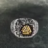 Valknut Runes Sterling Silver Inlaid Brass Viking Ring sold by GTHIC