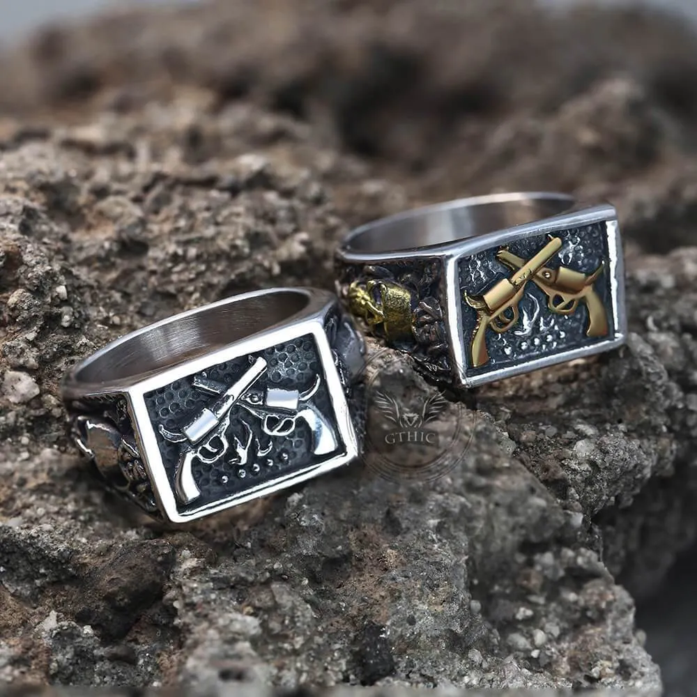 Double Guns Stainless Steel Ring sold by GTHIC product image thumbnail 3