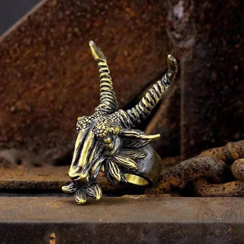 Evil Satan Ram Head Brass Animal Ring sold by GTHIC product image thumbnail 3