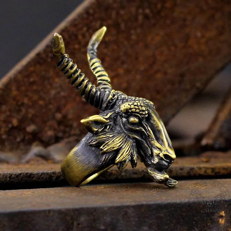 Evil Satan Ram Head Brass Animal Ring sold by GTHIC product image thumbnail 4
