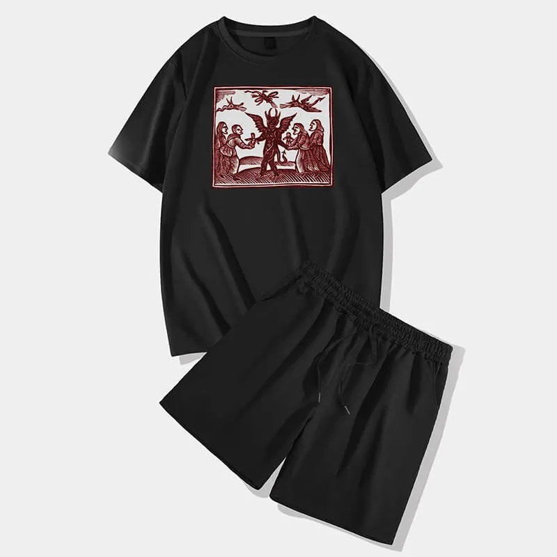 Pleasure Devil Short Sleeve T-shirt and Shorts Set sold by GTHIC