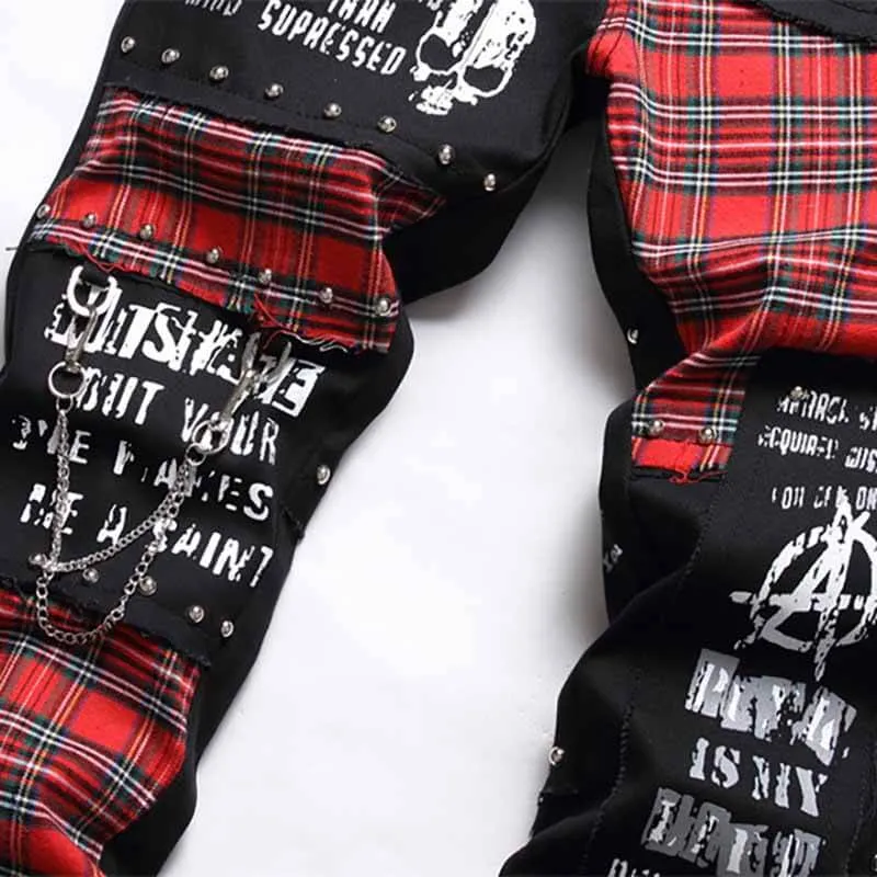 Patch Skull Print Cotton Men's Punk Pants sold by GTHIC product image thumbnail 4