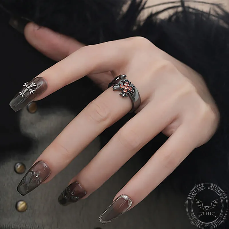 Budded Cross Star Alloy Open Ring sold by GTHIC product image thumbnail 4