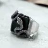 Black Gemstone Snake Stainless Steel Ring sold by GTHIC