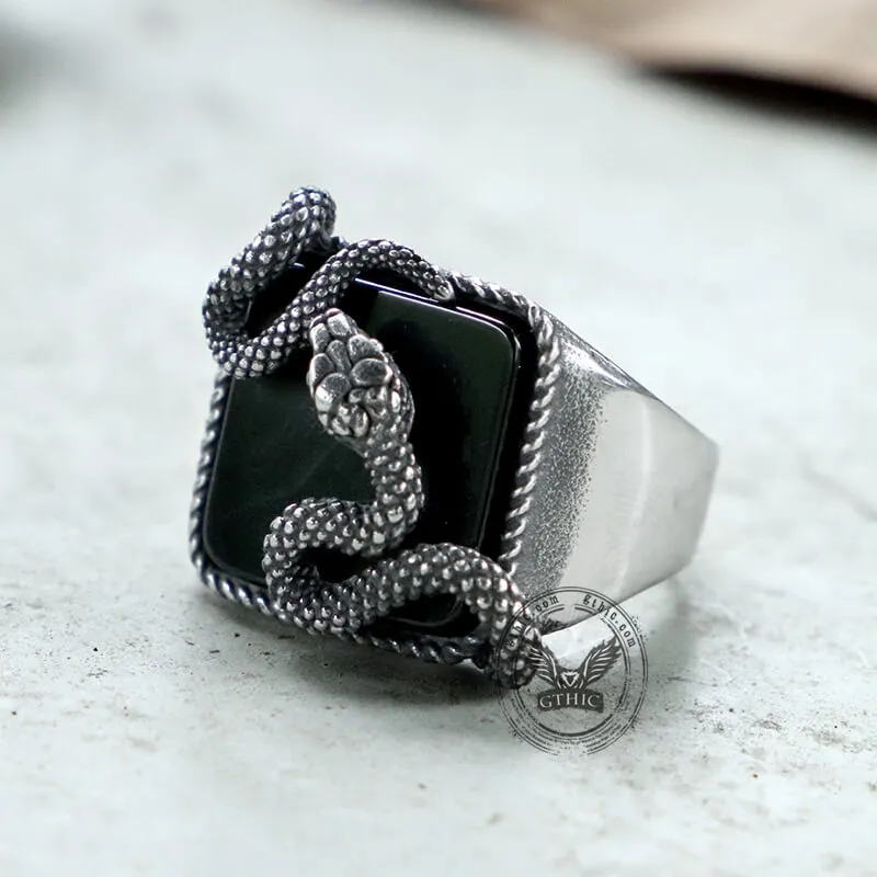 Black Gemstone Snake Stainless Steel Ring sold by GTHIC product image thumbnail 3