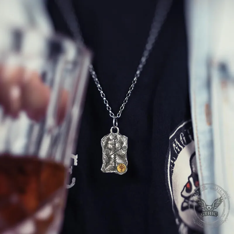 Vintage Runes Vegvisir Sterling Silver Viking Necklace sold by GTHIC product image thumbnail 2