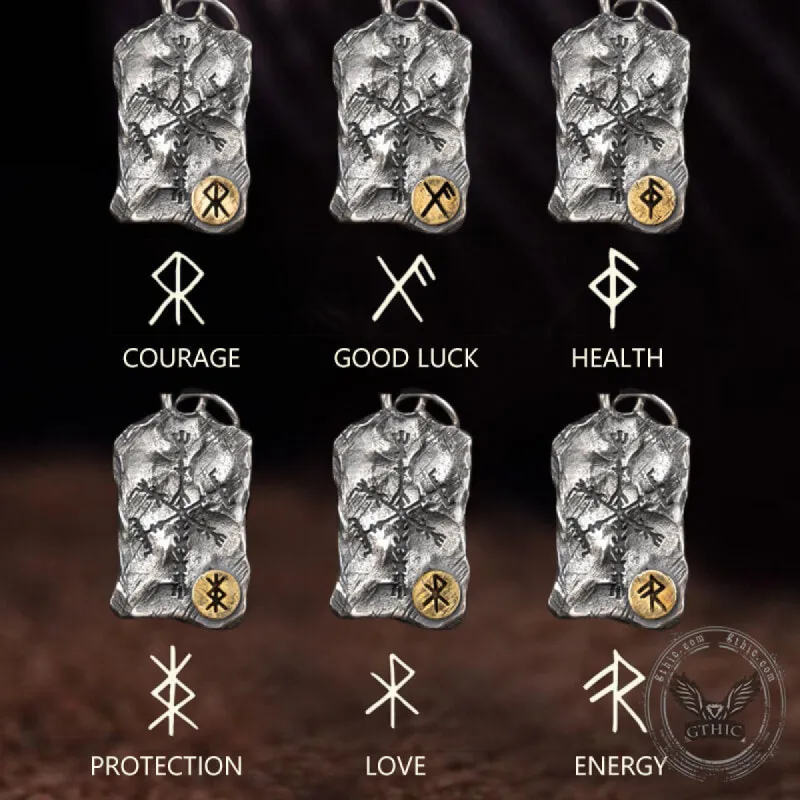 Vintage Runes Vegvisir Sterling Silver Viking Necklace made by GTHIC