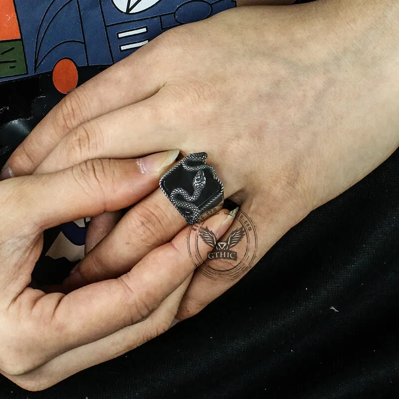 Black Gemstone Snake Stainless Steel Ring sold by GTHIC product image thumbnail 2