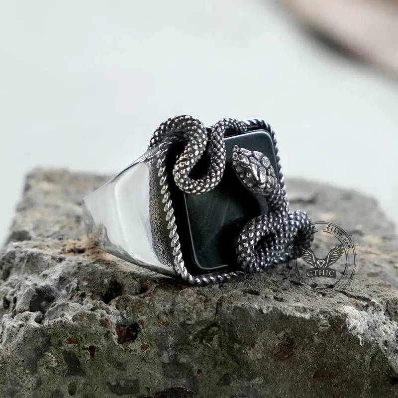 Black Gemstone Snake Stainless Steel Ring sold by GTHIC product image thumbnail 4