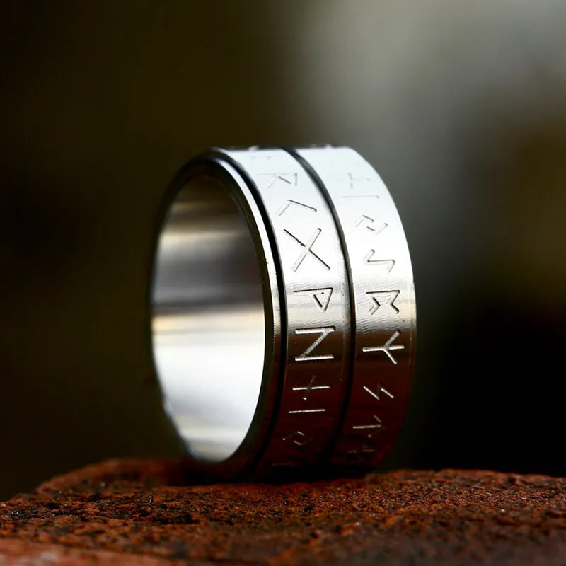 Double Layered Runes Stainless Steel Viking Ring sold by GTHIC product image thumbnail 3