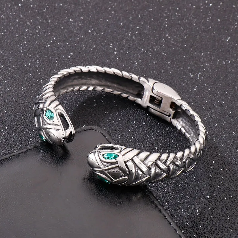 Double Headed Snake Stainless Steel Men's Open Bracelet sold by GTHIC