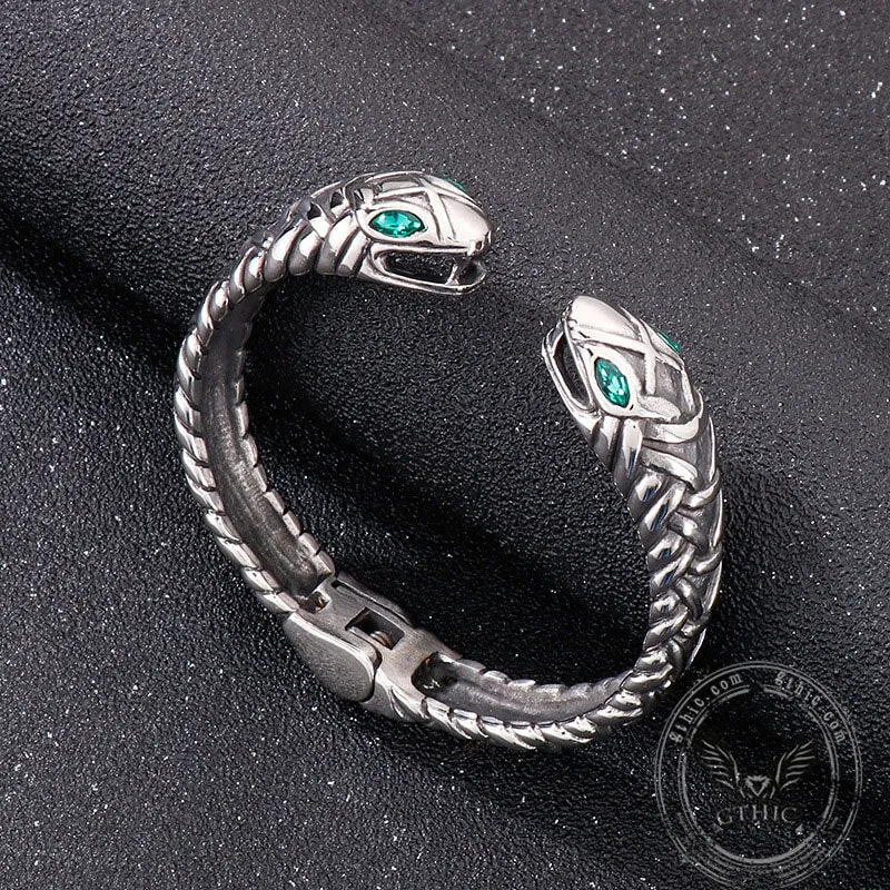 Double Headed Snake Stainless Steel Men's Open Bracelet sold by GTHIC product image thumbnail 4