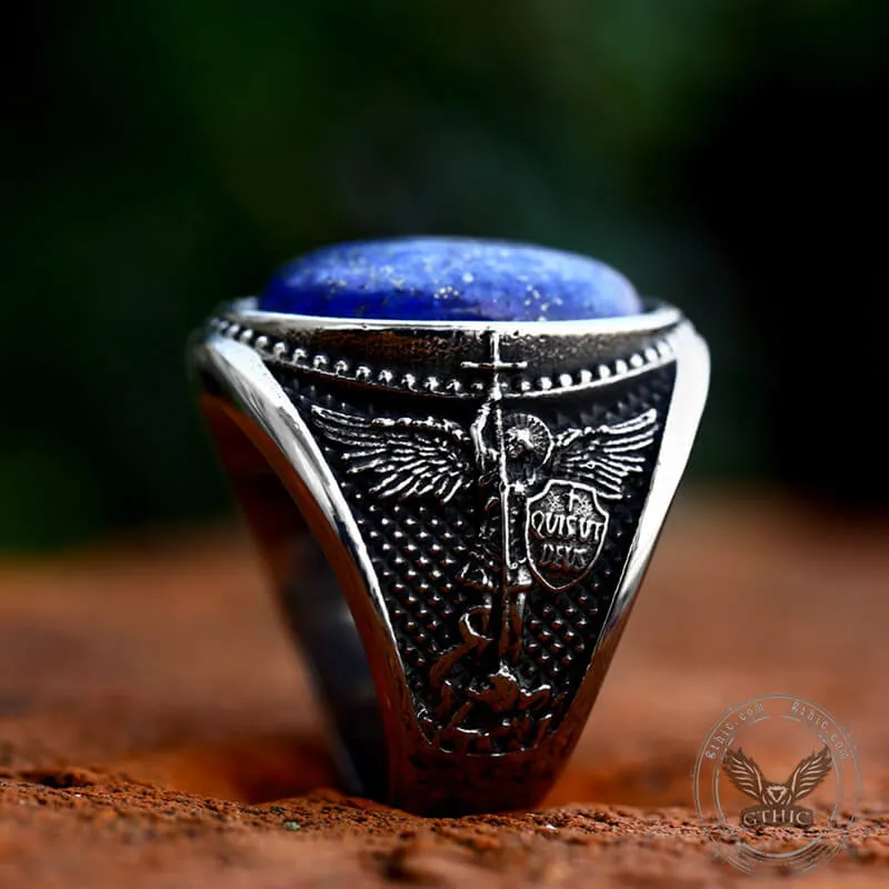 Lapis Lazuli Archangel Michael Stainless Steel Gemstone Ring sold by GTHIC product image thumbnail 4