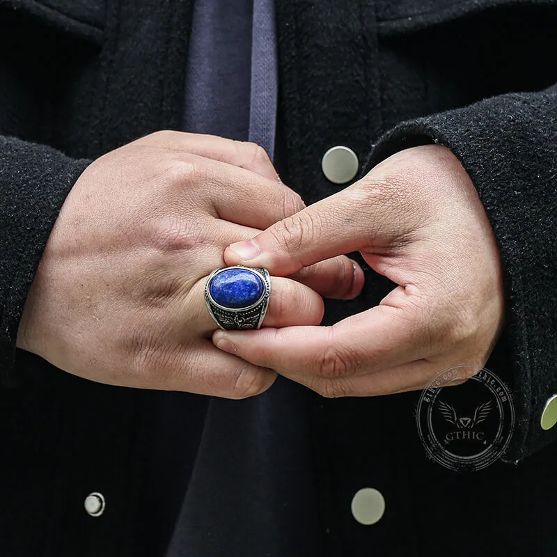 Lapis Lazuli Archangel Michael Stainless Steel Gemstone Ring sold by GTHIC product image thumbnail 2