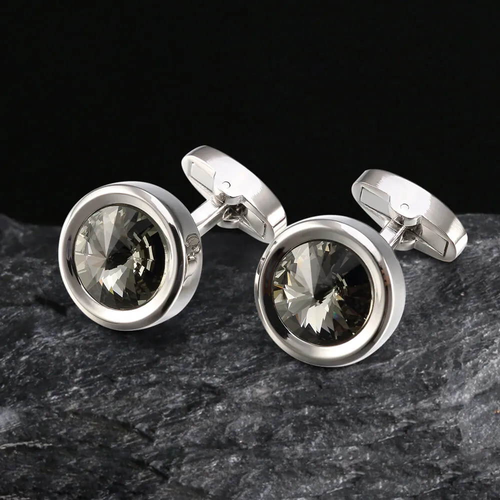 Round Crystal Brass Whale Back Cufflinks sold by GTHIC product image thumbnail 2