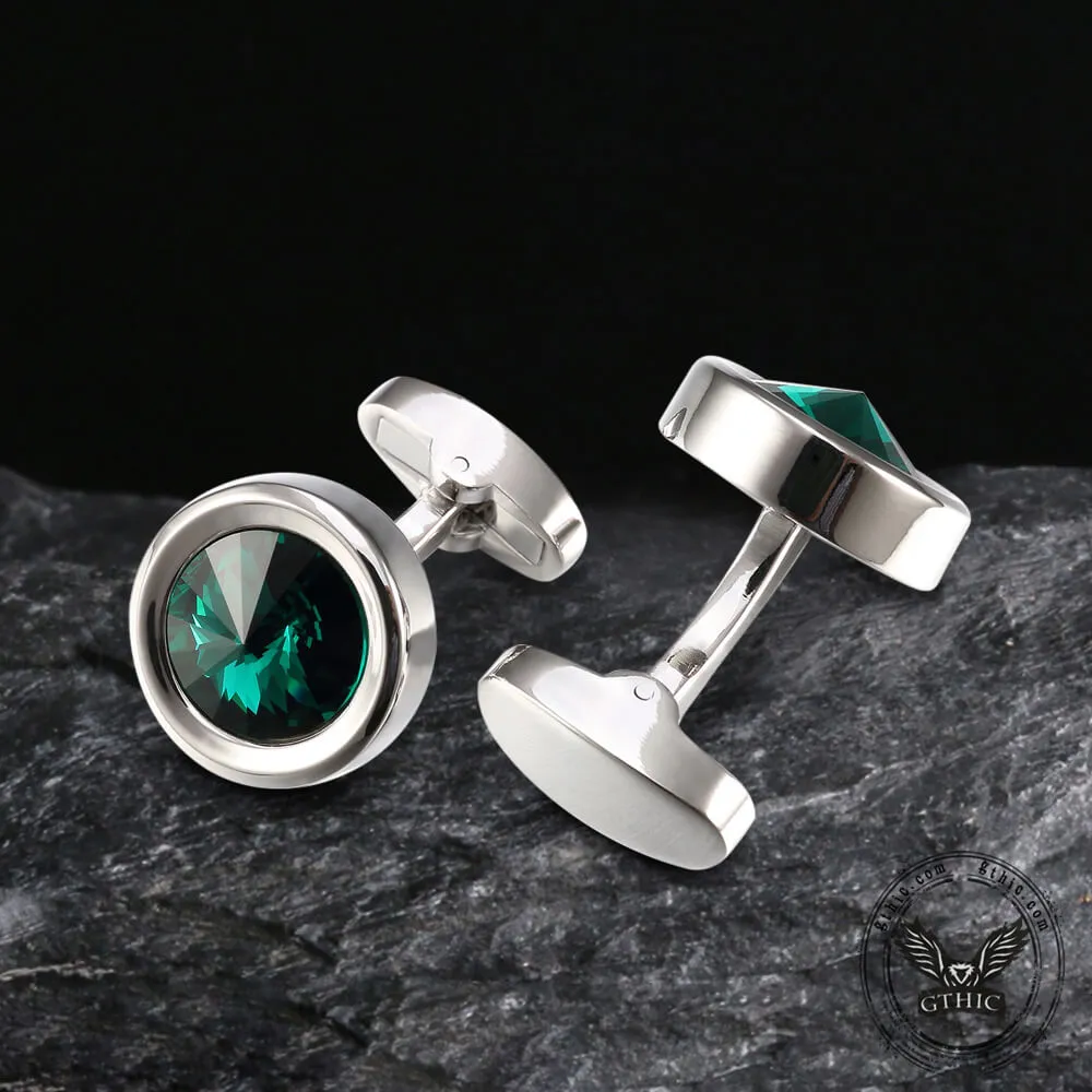 Round Crystal Brass Whale Back Cufflinks sold by GTHIC product image thumbnail 4