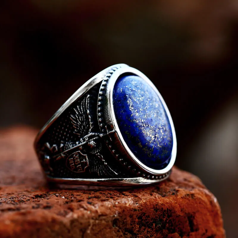 Lapis Lazuli Archangel Michael Stainless Steel Gemstone Ring sold by GTHIC