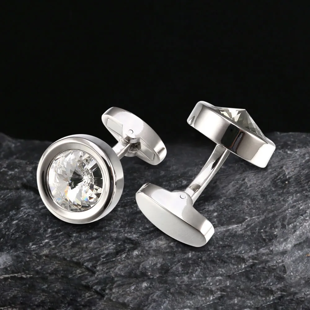 Round Crystal Brass Whale Back Cufflinks sold by GTHIC product image thumbnail 5