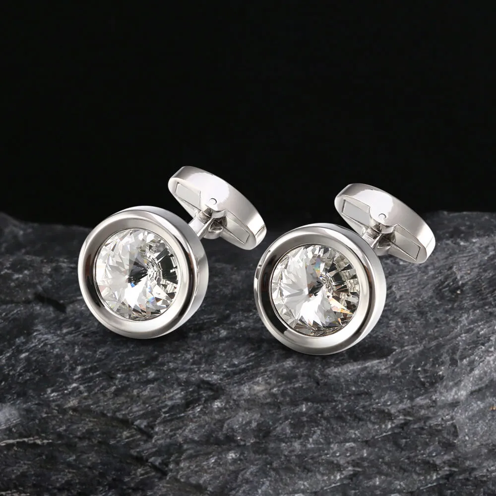 Round Crystal Brass Whale Back Cufflinks sold by GTHIC
