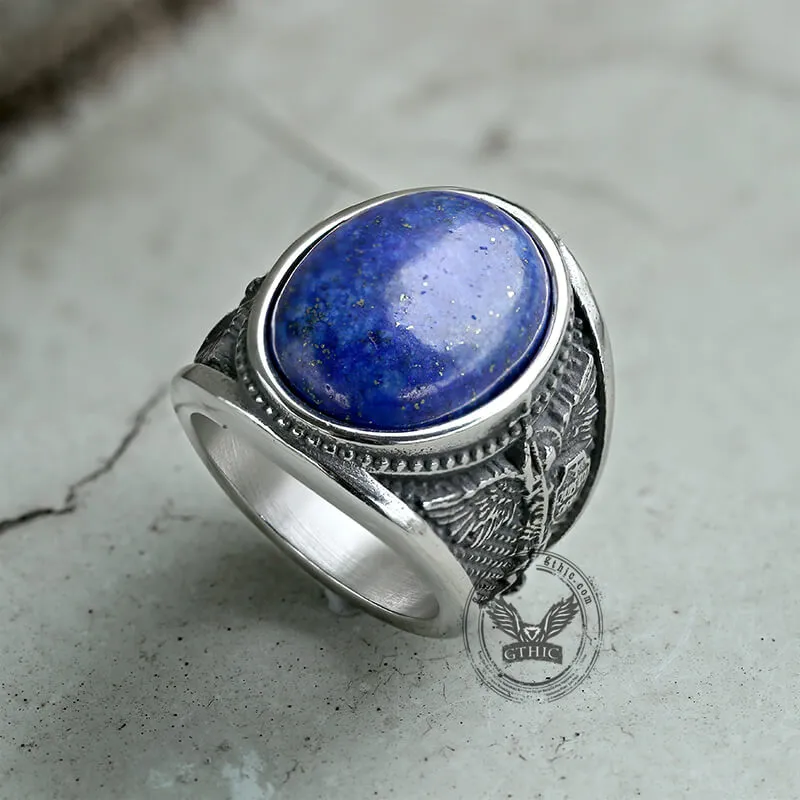 Lapis Lazuli Archangel Michael Stainless Steel Gemstone Ring sold by GTHIC product image thumbnail 3