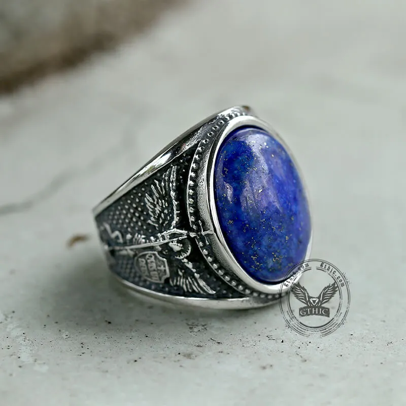 Lapis Lazuli Archangel Michael Stainless Steel Gemstone Ring sold by GTHIC product image thumbnail 5