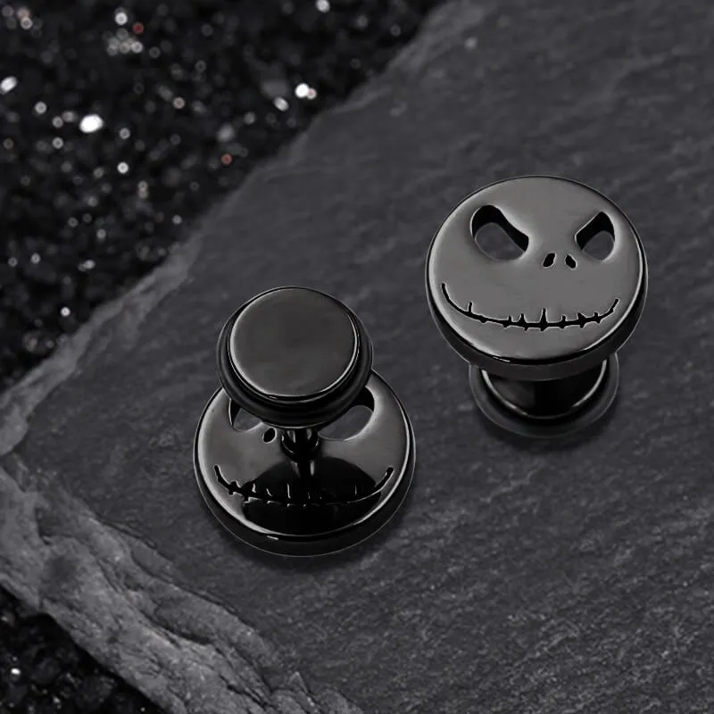 Stitched Smile Skull Stainless Steel Stud Earrings sold by GTHIC product image thumbnail 5