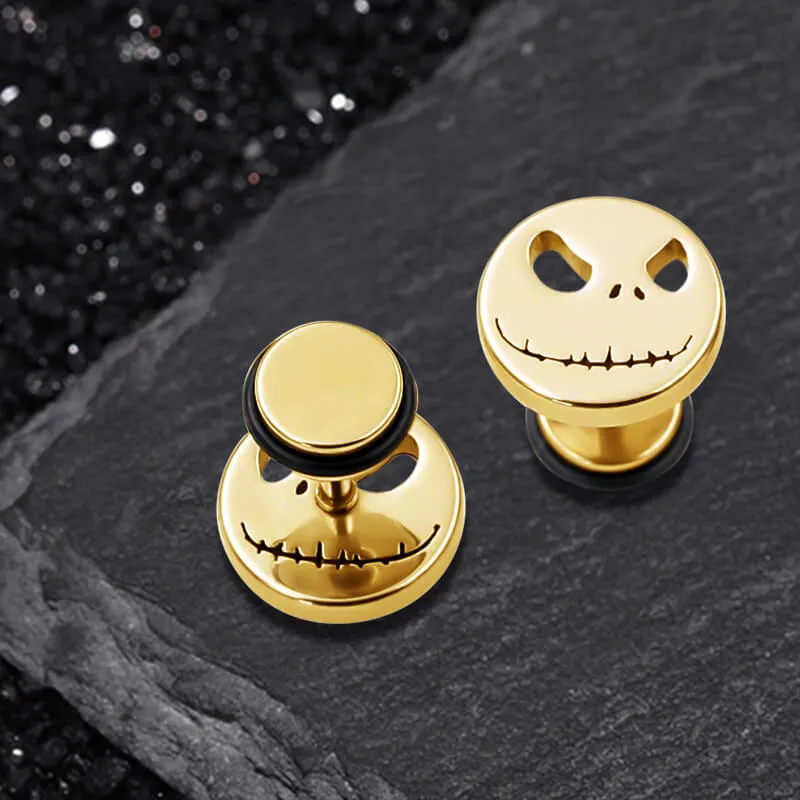 Stitched Smile Skull Stainless Steel Stud Earrings sold by GTHIC product image thumbnail 4