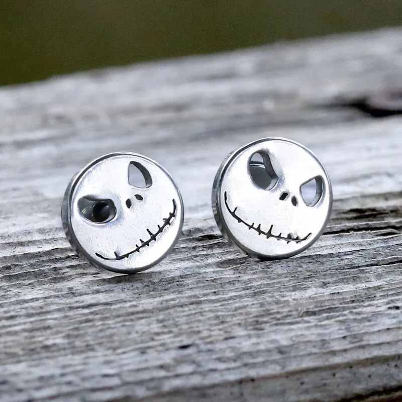 Stitched Smile Skull Stainless Steel Stud Earrings sold by GTHIC product image thumbnail 3