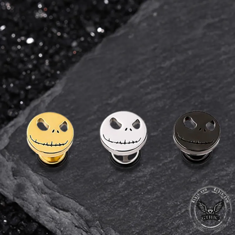 Stitched Smile Skull Stainless Steel Stud Earrings sold by GTHIC