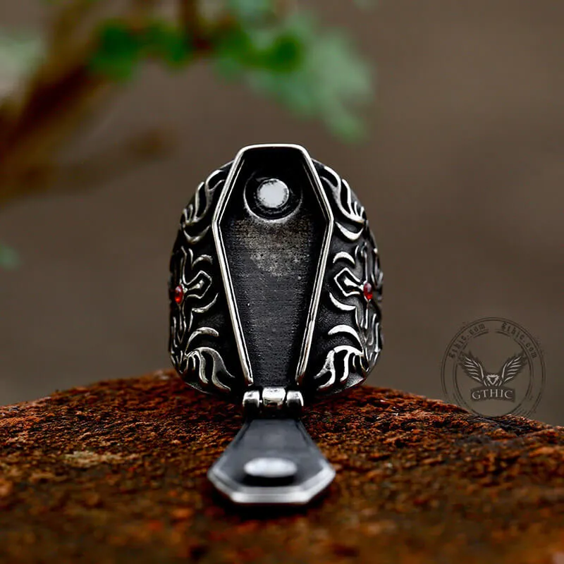Gothic Vampire Coffin Stainless Steel Cross Ring sold by GTHIC product image thumbnail 3