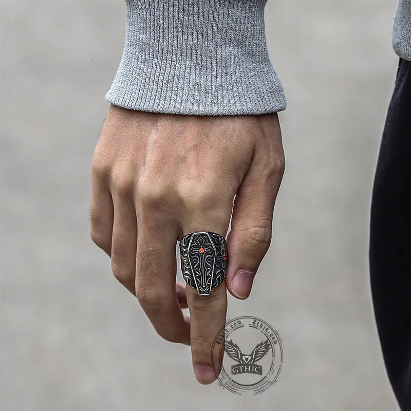 Gothic Vampire Coffin Stainless Steel Cross Ring sold by GTHIC product image thumbnail 2