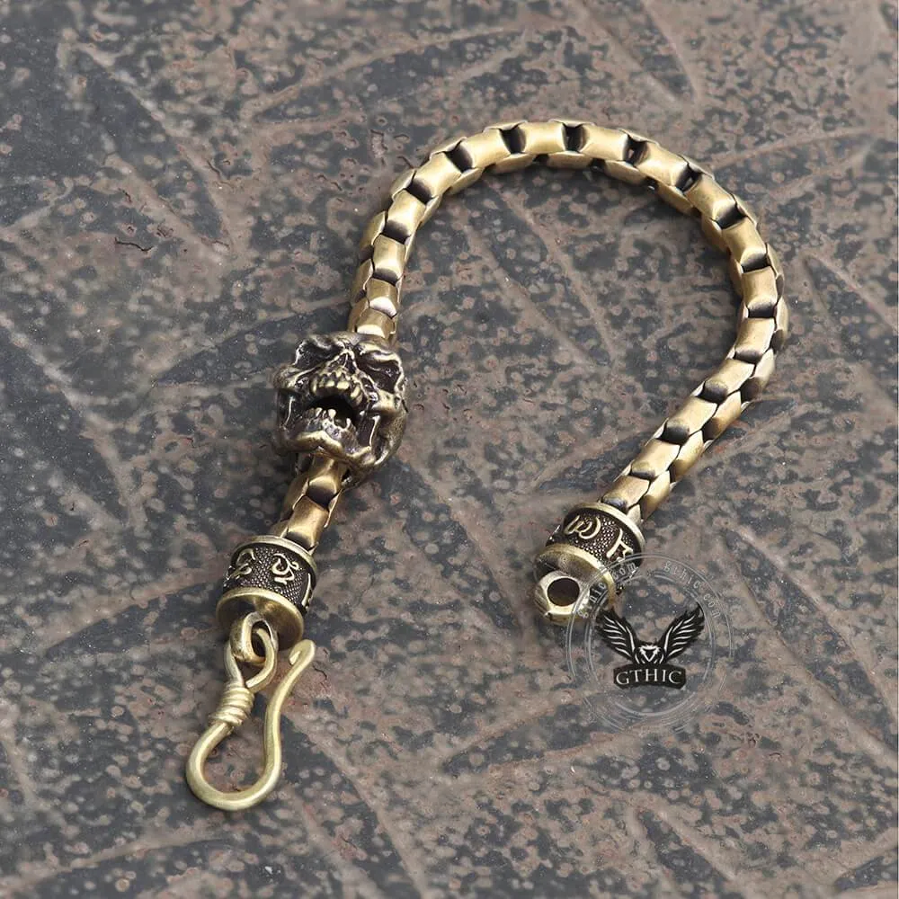 Vintage Skull Brass Box Chain Bracelet sold by GTHIC product image thumbnail 5