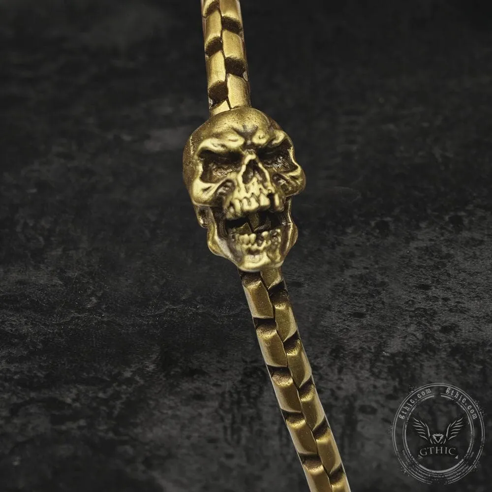 Vintage Skull Brass Box Chain Bracelet sold by GTHIC product image thumbnail 4