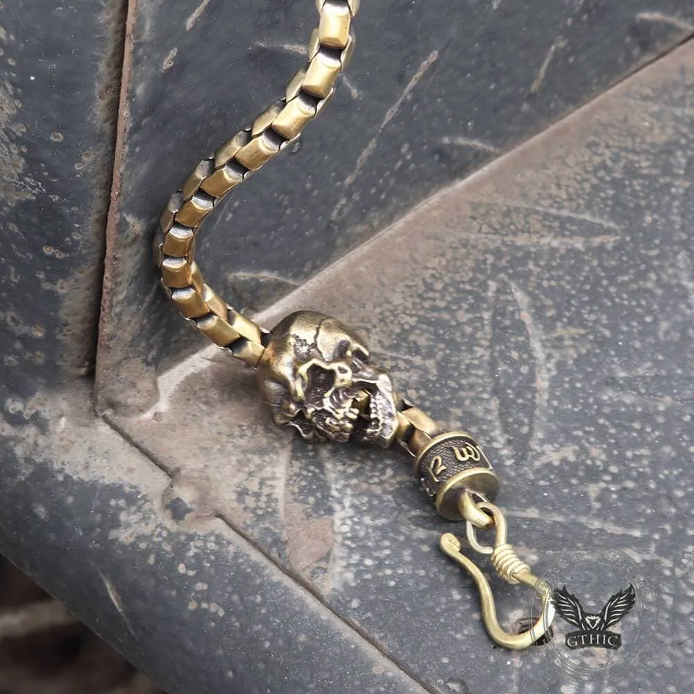 Vintage Skull Brass Box Chain Bracelet sold by GTHIC product image thumbnail 3