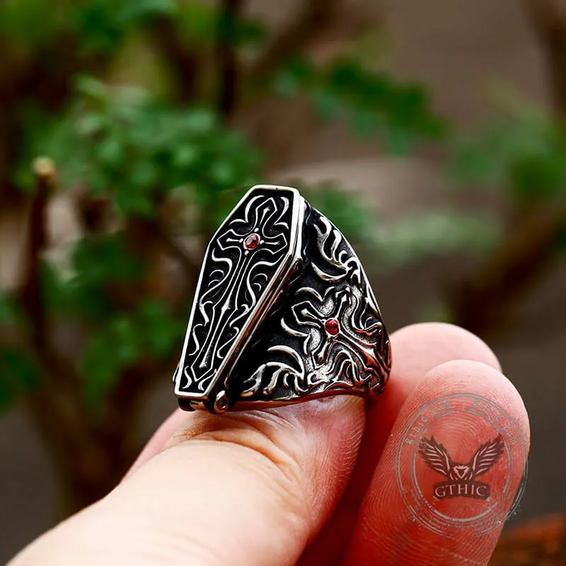 Gothic Vampire Coffin Stainless Steel Cross Ring sold by GTHIC product image thumbnail 4