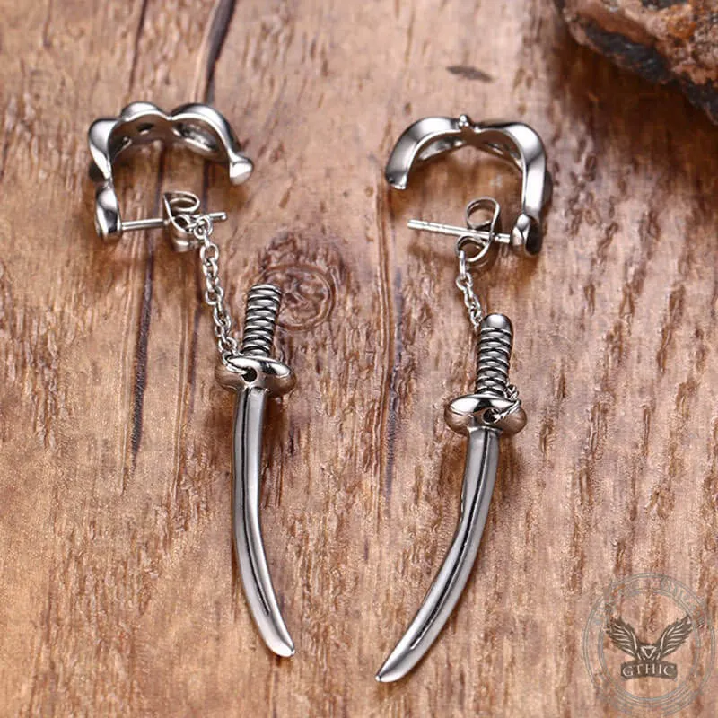 Samurai Sword Stainless Steel Stud Earrings sold by GTHIC product image thumbnail 5