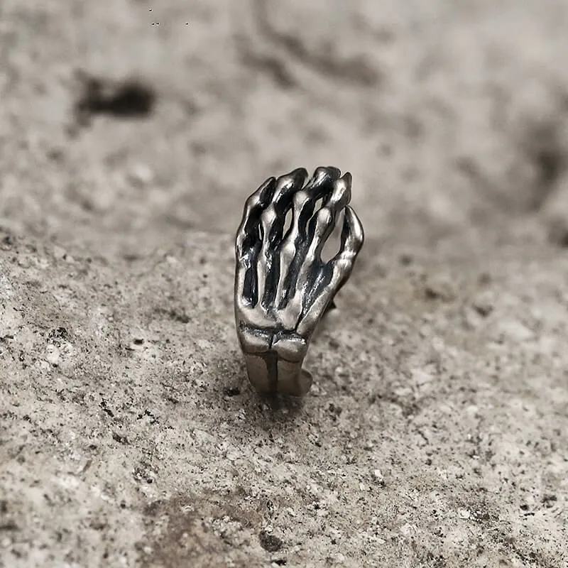 Gothic Skull Hand Bone Sterling Silver Stud Earrings sold by GTHIC product image thumbnail 4