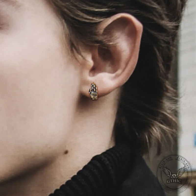 Gothic Skull Hand Bone Sterling Silver Stud Earrings sold by GTHIC product image thumbnail 2