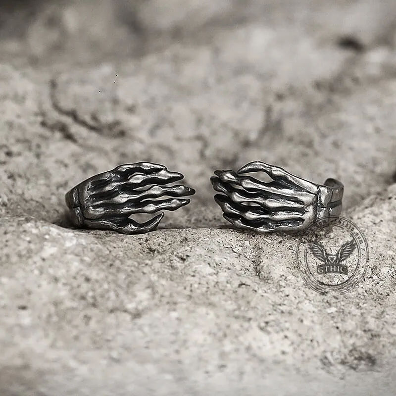 Gothic Skull Hand Bone Sterling Silver Stud Earrings sold by GTHIC product image thumbnail 3