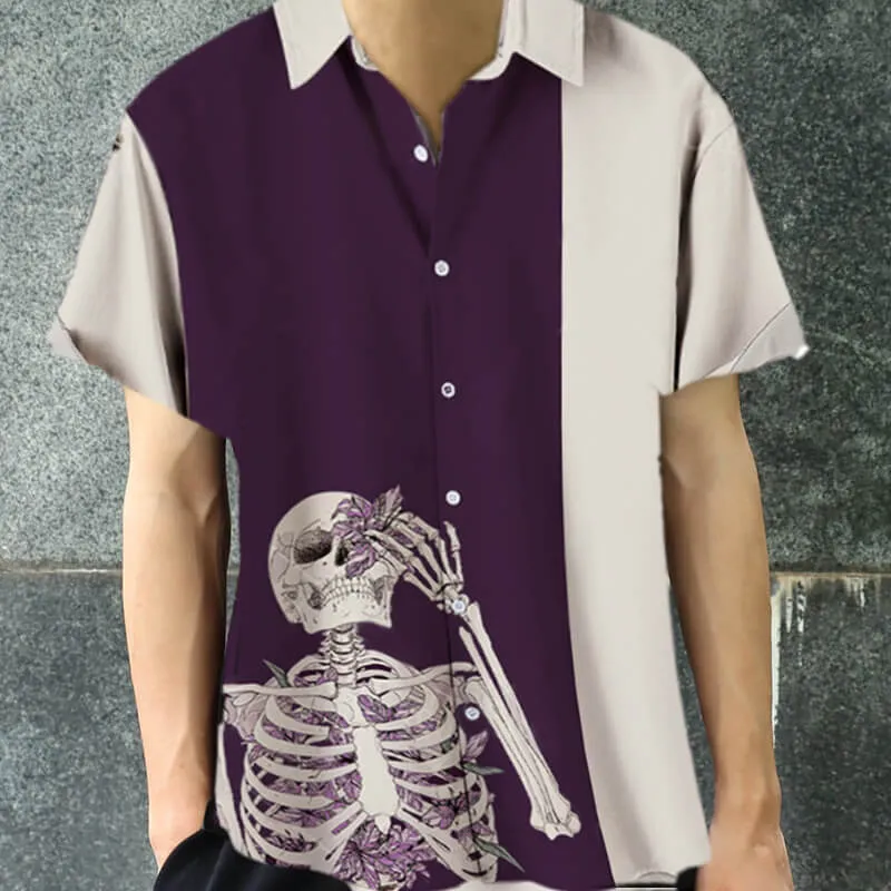 Men's Skull Print Short Sleeve Hawaiian Shirt sold by GTHIC product image thumbnail 2