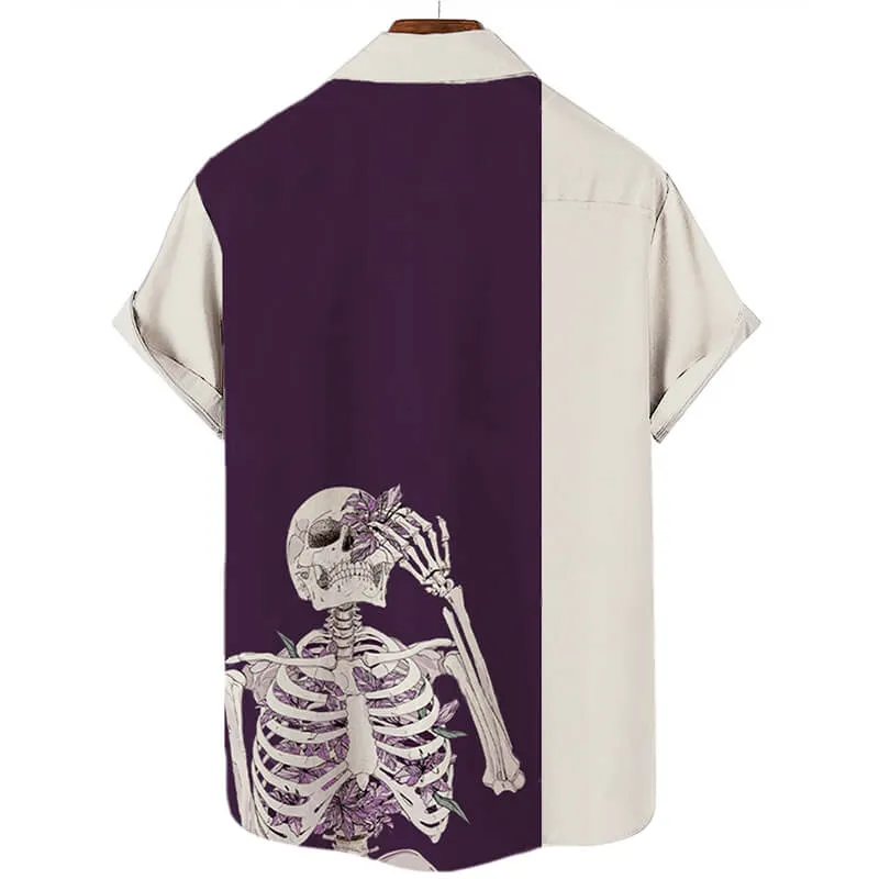 Men's Skull Print Short Sleeve Hawaiian Shirt sold by GTHIC product image thumbnail 3