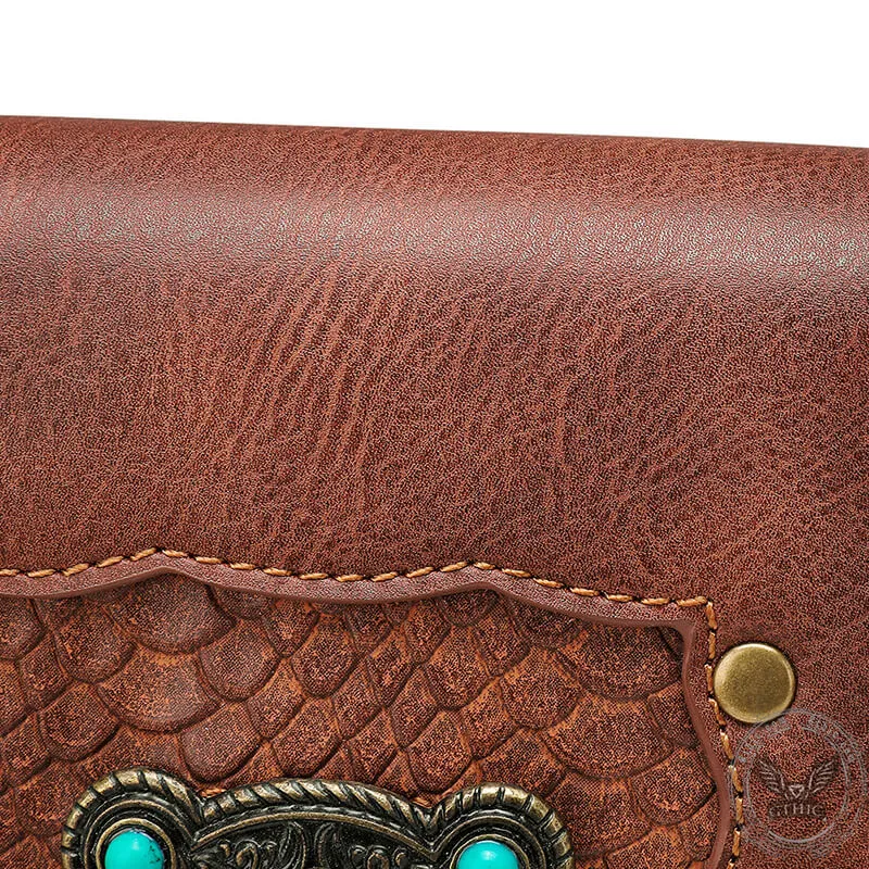Vintage Brown Turquoise Inlaid Leather Bag sold by GTHIC product image thumbnail 5