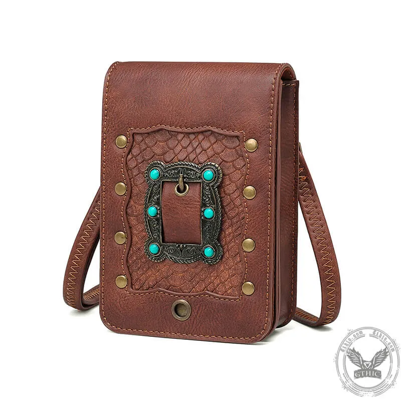 Vintage Brown Turquoise Inlaid Leather Bag sold by GTHIC product image thumbnail 2