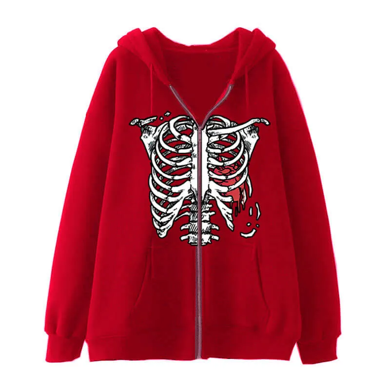 Skeleton Pattern Polyester Drop Shoulder Hoodie sold by GTHIC product image thumbnail 5