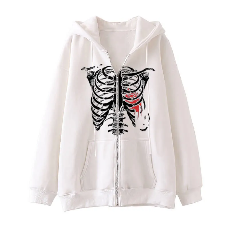 Skeleton Pattern Polyester Drop Shoulder Hoodie sold by GTHIC product image thumbnail 3