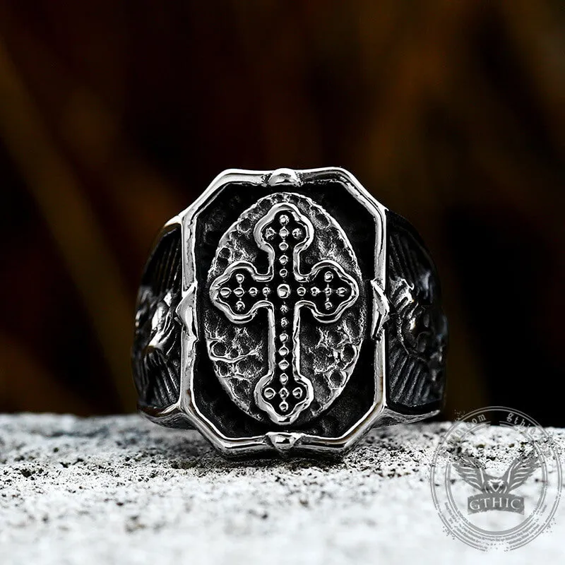 Budded Cross Skull Stainless Steel Ring sold by GTHIC product image thumbnail 4