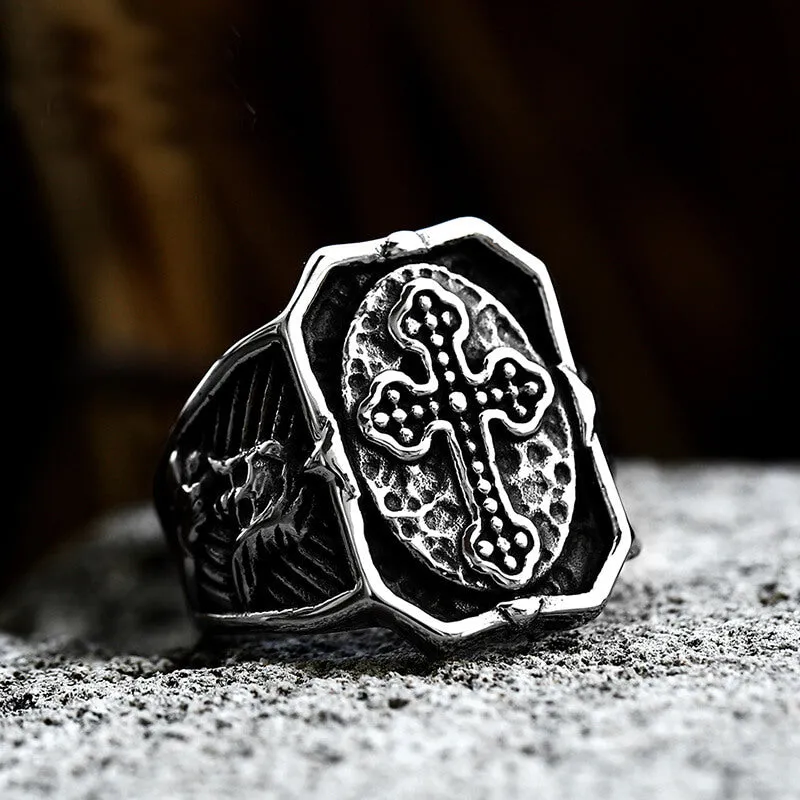 Budded Cross Skull Stainless Steel Ring sold by GTHIC