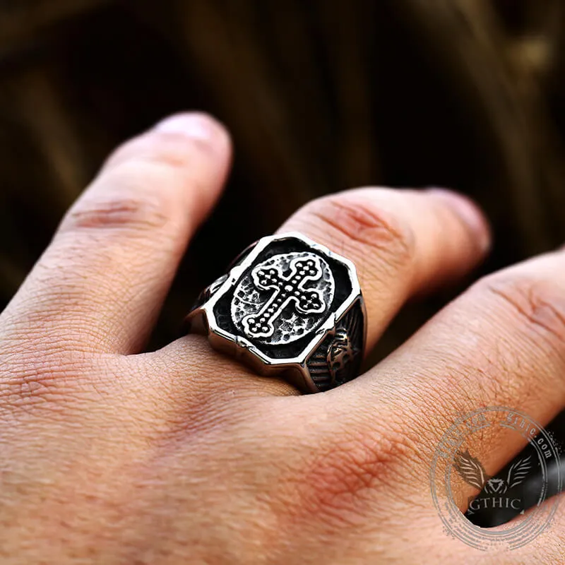 Budded Cross Skull Stainless Steel Ring sold by GTHIC product image thumbnail 2